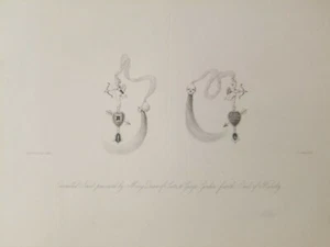 Antique Engraving MARY QUEEN OF SCOTS Jewelry Jewel Huntly Old Art Earrings Goth - Picture 1 of 12