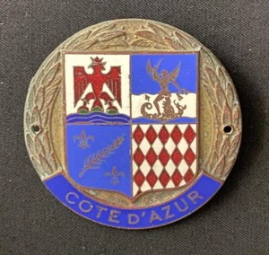 COTE D AZUR NICE CANNES MONACO MONTE CARLO ENAMEL CAR BADGE EMBLEM INSIGNIA - Picture 1 of 3