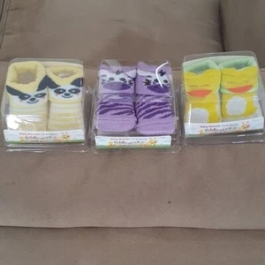 Fiddlesticks Cute Animal Baby Socks - Baby Booties For Ages 0-6 Months - 3 Pairs - Picture 1 of 4