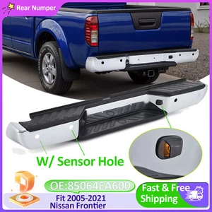 FIT 2005-2021 Nissan Frontier Chrome Rear Step Bumper Assembly W/ Sensor Hole - Picture 1 of 21