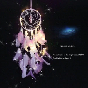 HOT DIY Dream Catcher LED Light Up Dreamcatcher Feather Unicorn Bedroom Hanging - Picture 1 of 20