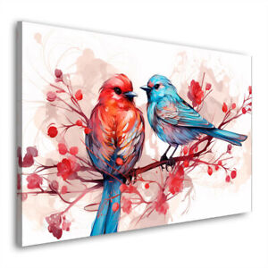 Leinwandbild Wandbild abstrakt zwei Vögel auf Ast Bild Kunst