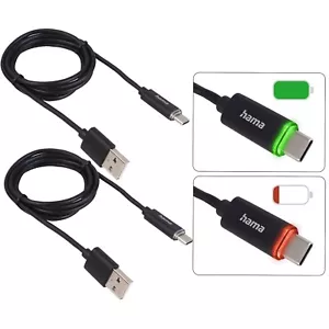 2x Hama USB-A auf USB-C Kabel LED Datenkabel Ladekabel Handy Smartphone Tablet - Bild 1 von 4