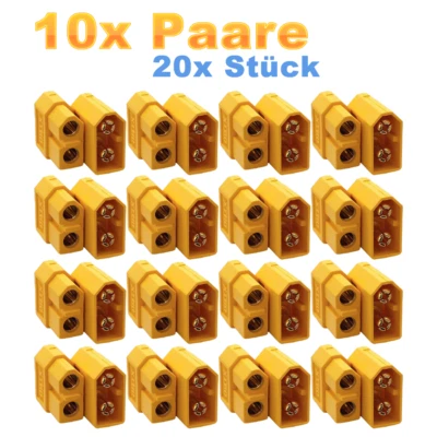 10 Paar 20 Stück XT60 Hochstrom Stecker Buchse Lipo Akku ESC 60A Steckverbinder - Bild 1 von 4