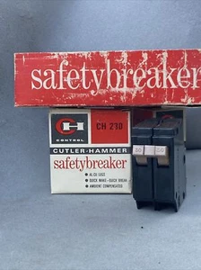 Cutler-Hammer CH230 2-Pole Circuit Breaker - METAL FOOT HALF NOTCH NEW!! - Picture 1 of 8