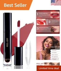 Peel off Lip Stain, Matte Liquid Lipstick, Lip Stain Peel Off, Lip Tint Long Las - Picture 1 of 9