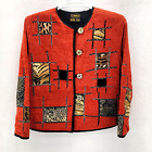 Vtg Allure Missy Small Patchwork Art to Wear Red Blazer Multicolor Jacket