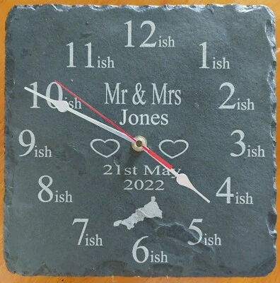 CORNWALL LASER CUTTING & CRAFT Dreckly Wedding Clock Wedding Anniversay Gift Mr & Mrs, Mr & Mr, Mrs & Mrs