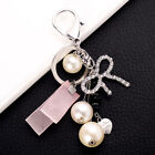  Crystal Bow Keychains Ribbon Key Chain Pearl Car Key Rings Female Bags Pendant