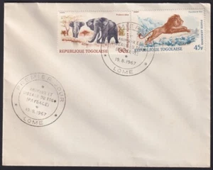 F-EX41243 TOGO 1967 FDC ENDANGERED SPECIES LION & ELEPHANT. - Picture 1 of 1