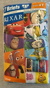 DISNEY PIXAR BRIEFS ASSORTED CHARACTERS 7-pack Toddler Boys Size 4 Cotton - Picture 1 of 2