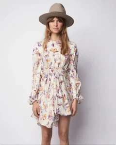 Zadig & Voltaire Rivage Floral Long Sleeve Asymmetric Dress Med Reg $898 - Picture 1 of 6