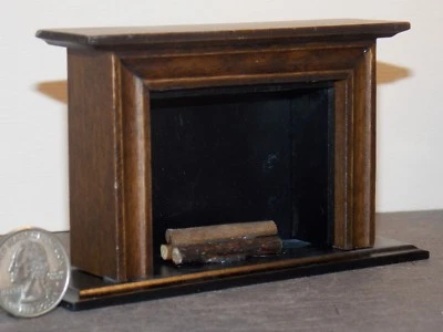 Dollhouse Miniature Fireplace Walnut 1:12 one inch scale E143 Dollys Gallery - Image 1 of 3