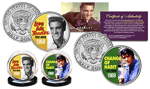 ELVIS PRESLEY * First & Last Movies * Kennedy Half Dollar US 2-Coin Set LICENSED