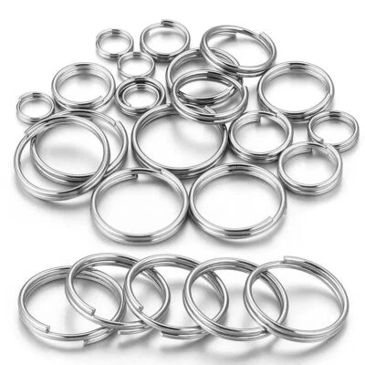 100/200x Stainless Steel Split Ring Round Key Rings Double Loop Keychian Keyring - Image 1 of 4