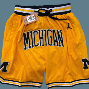Michigan Wolverines Basketball Shorts Men's Pants Stitched yellow