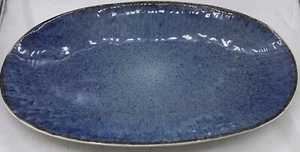 Capri Oval Serving Platter Blue Speckled Stoneware Bread+Butter Plate 13”x8” NWT - Picture 1 of 8