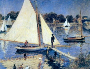 100% handmade oil painting Reproduction Sailboats at Argenteuil by Renoir PAR136 - Picture 1 of 1