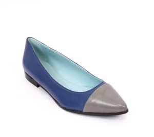 Maison Raro 5533 Blue / Gray Leather Pointy Toe Flats Shoes 39 / US 9 - Picture 1 of 8