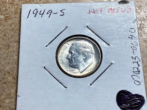 1949-S MS+ 90% Silver Roosevelt Dime MS Brilliant Uncirculated-070223-0040 Cover