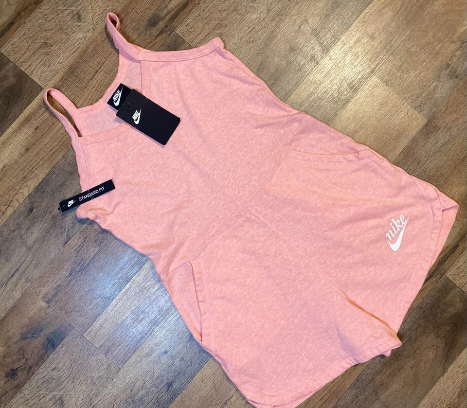 Nike Womens Sportswear Gym Vintage Romper Pink Size XS
