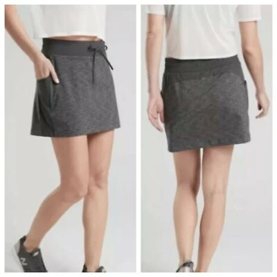 Falda Athleta Skort Talla Pequeña Bolsillos Cordón Cintura Cómoda Negra Brezo Foto 1 de 4
