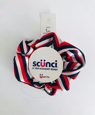 Scunci Hair Accessories 1 pc Scrunchie Red/White/Blue 12277 - Image 1 of 2