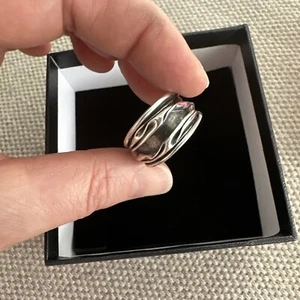 NEWSterling Silver 13mm Oxidized Crinkled Rolled Tapered Band Ring Mex 925 Sz: 9 - Picture 1 of 11