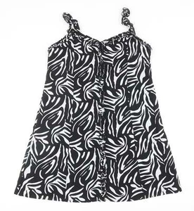 Boohoo Womens Black Animal Polyester Blend Mini Size 12 Sweetheart - Zebr - Picture 1 of 12