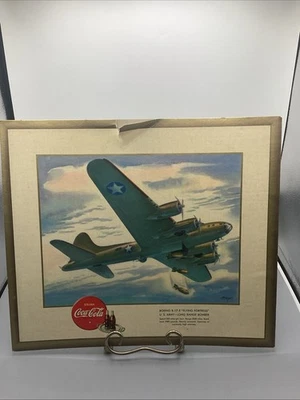 Original 1943 Coca-Cola WW 2 Boeing B-17 U.S. Army Long Range Bomber Sign *RARE* - Image 1 of 4