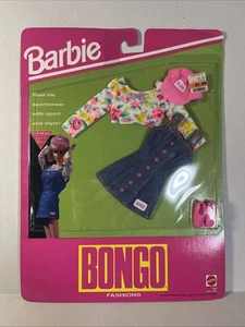Barbie Bongo Fashions Denim Dress &Floral Shirt & Pink Hat & Shoes 3356 New - Picture 1 of 2