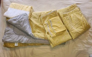 LAURA ASHLEY Vintage 1983 “Cornflowers” Print Yellow Purple, Full Sized Set - Bild 1 von 16
