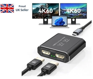 Dual 4K@60Hz Extended Display USB C auf Dual HDMI Adapter für 2 Monitore - Bild 1 von 17