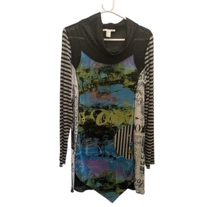 Joseph Ribkoff Multicoloured Striped Long Sleeve Retro Dress/Top - Size 16 (NO) - Picture 1 of 7