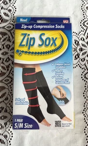 ZIP SOCKS Kompressionsstrümpfe Reißverschluss Small/Medium schwarz wie im Fernsehen gesehen - NEU - Bild 1 von 2