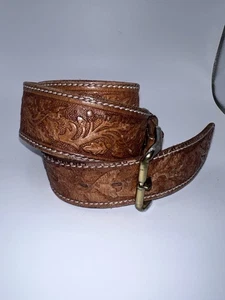 Comanche verzierter Ledergürtel Herren handgefertigt Western braun Gr. 34 USA Vintage - Bild 1 von 7