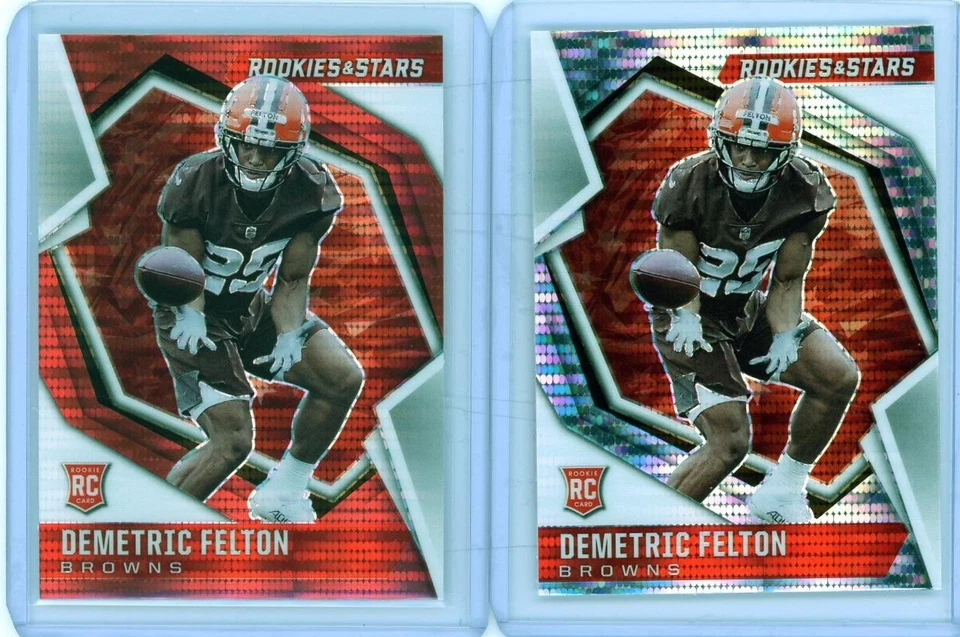 * DEMETRIC FELTON * 2021 ROOKIES & STARS PULSAR RED REFRACTOR + SILVER HOLO RC - Image 1 of 1