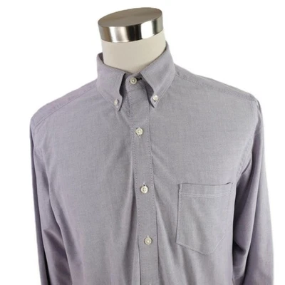 Black Brown 1826 Mens Button Up Blue Finely Dotted Dress Shirt Large - Image 1 of 4