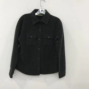 Women's Small Eddie Bauer Brushed Fleece Button Up Shirt Black - Picture 1 of 4