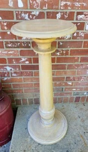 Vintage Oak Plant Fern Stand Pedestal Table Handmade Antique White Washed - Picture 1 of 13