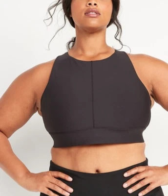 Old Navy Womens 4X PowerSoft Cross Back Sports Bra Light Medium Support Black - Image 1 of 4