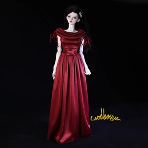 1/3 SD16 SID EID BJD Kleidung schimmerndes Abendkleid gestapelter Ausschnitt rot schwarz weiß - Bild 1 von 12