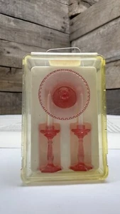 Dollhouse Miniature Pink Plastic Candlesticks Set And Dessert Platter 💗 - Picture 1 of 5