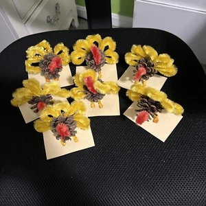 Lot Of 7 Handmade Turkey Placeholders  Holidays New - Picture 1 of 4