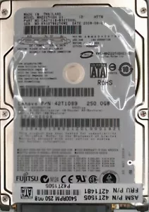 250 GB SATA Fujitsu MHZ2250BH 5400 RPM 8MB Cache Hard Drive - Picture 1 of 1