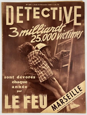 Detective, 10 Novembre 1938, No. 524, Vintage French True Crime Magazine, Pulp Foto 1 de 4