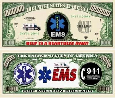 EMS ~ Emergency Medical Services Million Dollar Bill Novelty Note + FREE SLEEVE