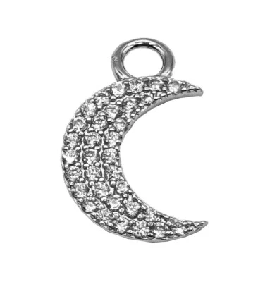 Ciondolo pendente Luna Grande con strass in argento 925 - Collezione Hoops - Immagine 1 di 4