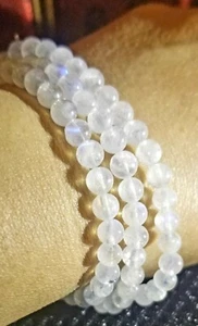 5MM Natural Blue Light Moonstone Gemstone 3 Lap Bracelet Necklace - Picture 1 of 4