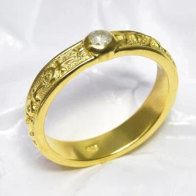 Anillo EE. UU. Talla 6 Oro Vermeil Plata de Ley Genuino Natural 0.08ct Diamante 2.98g Foto 1 de 4